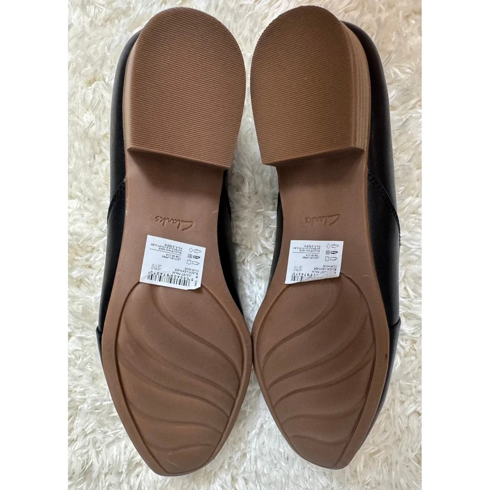 New Clarks Juliet Palm Black Leather Slip On Loafer Shoes Women 11 M